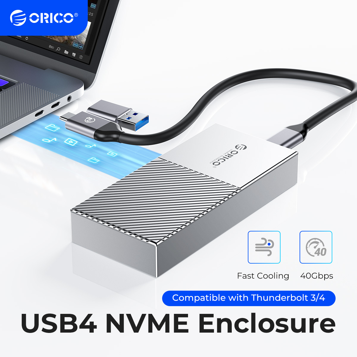 Thunderbolt 4 External Ssd 4Tb - ORICO-Boîtier SSD en aluminium, USB4, NVMe,