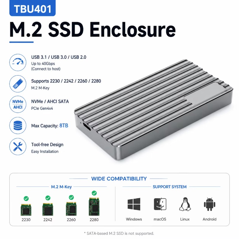 Boîtier externe portable en al - Usb4 40Gbps External Ssd 8Tb avis et prix